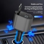 120W 4-in-1 Retractable Fast Car Charger with USB-C Cable - Image 5