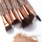 10pcs Diamond-Encrusted Makeup Brush Set - Image 4