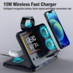 5-in-1 Wireless Charging Dock with LED Alarm Clock - Image 3
