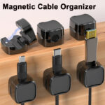 Magnetic Cable Organizer Clips for Desk, Car & Nightstand