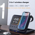 5-in-1 Wireless Charging Dock with LED Alarm Clock - Image 9